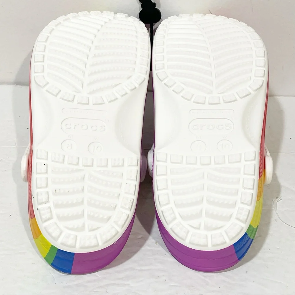 Crocs Rainbow Stripe Clogs Mens Size 8 Womens Size 10 NEW_5